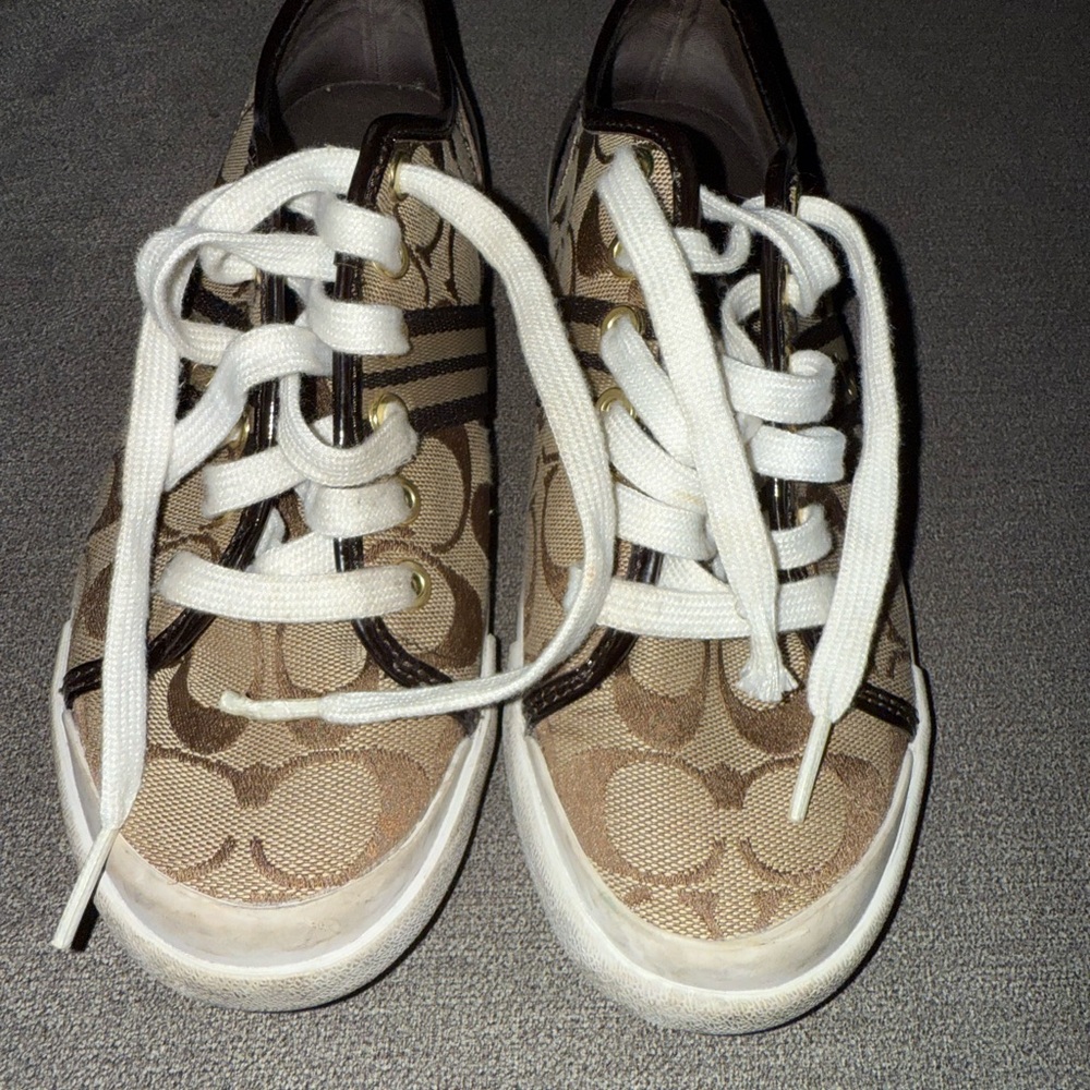 Coach Tan and Brown Signature Sneakers